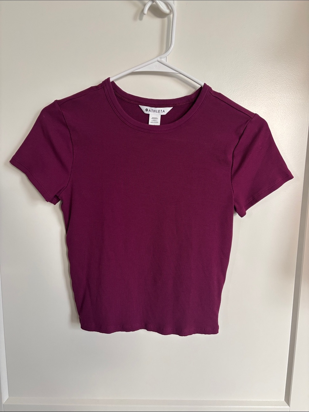 Athleta Short Sleeve Crewneck Tee in Deep Berry Plum